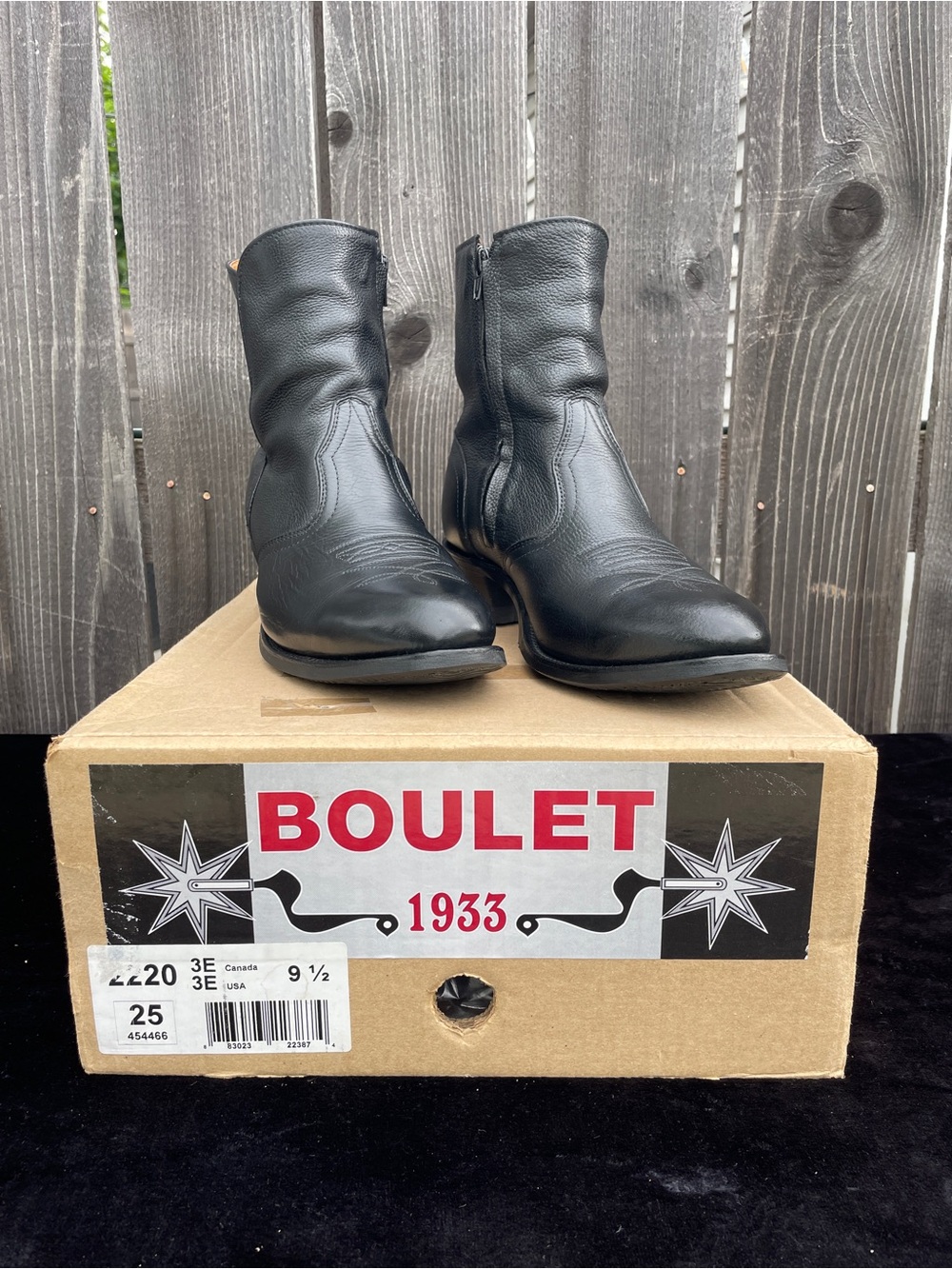 Boulet 9.5 3E Western Dress Boots Side Zip Leather Lined
